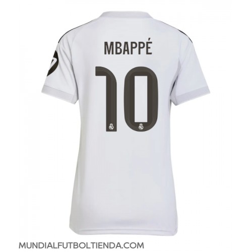 Camiseta Real Madrid Kylian Mbappe #10 Primera Equipación Replica 2025-26 para mujer mangas cortas